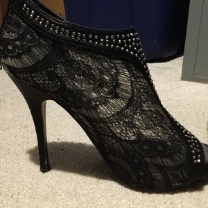 Black lace heels